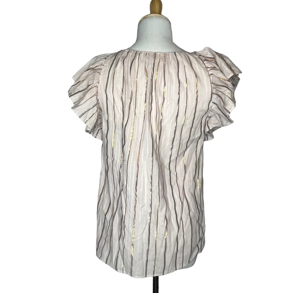 La Vie Rebecca Taylor' Lurex Metallic Stripe Top in Faded Lilac S - Picture 5 of 16